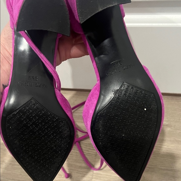Marc Fisher‎ Cerana Fuchsia Suede Heels with Ankle Tie, Size 8.5 - Picture 6 of 7